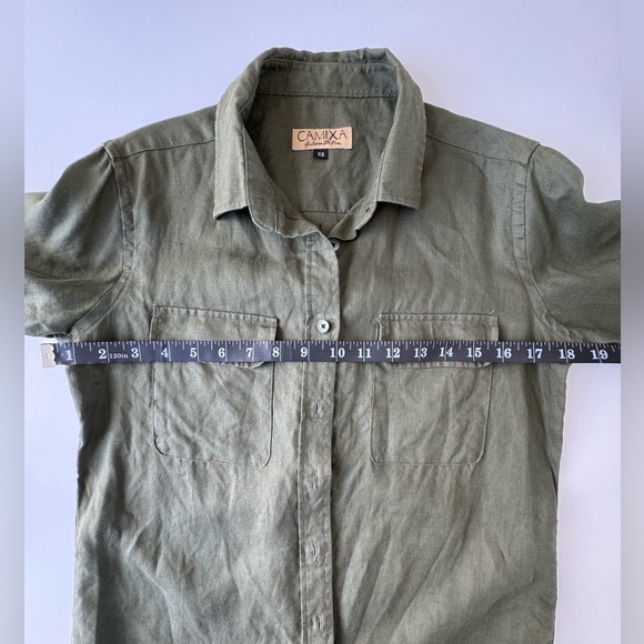 Sage Green Button Down Shirt, Size XS Olive Green Long Sleeve - Picture 6 of 7